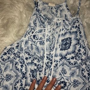 me to we blue and white tank top